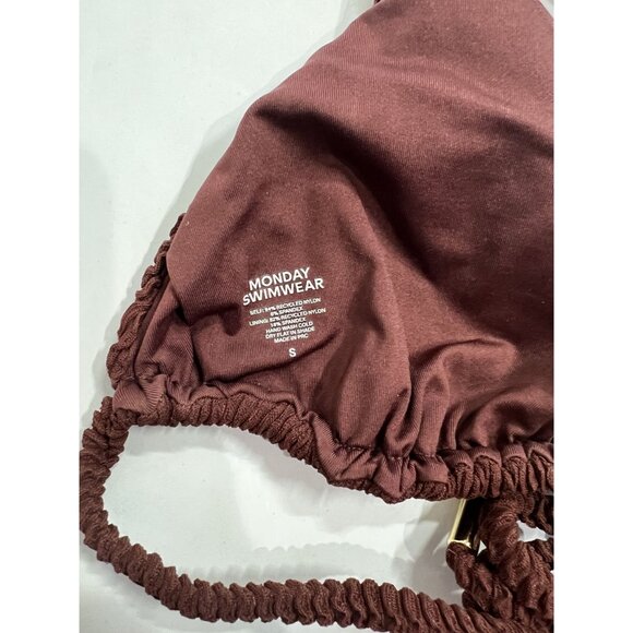 MONDAY Swimwear Palma Bikini Top in Brown Crinkle - Picture 5 of 5